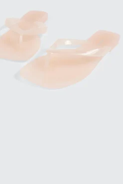 Square Toe Jelly Flip Flops