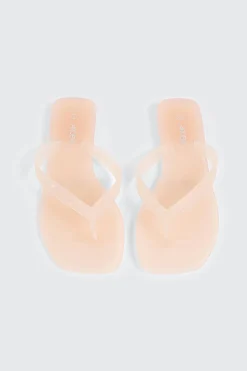 Square Toe Jelly Flip Flops