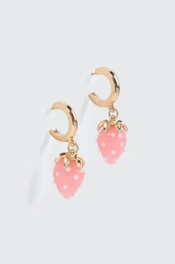 Strawberry Pearl Hoop Earrings