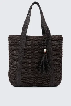 Straw Tote Bag with Keychain