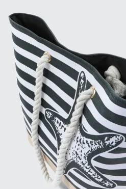 Striped Canvas Tote Bag
