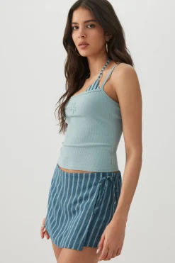Striped Linen Blend Skort