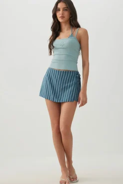 Striped Linen Blend Skort