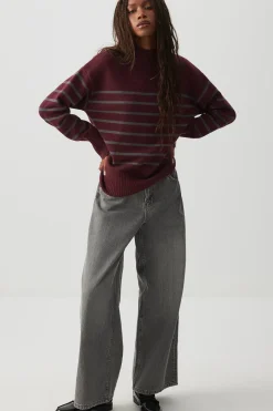Striped Mock Neck Sweater