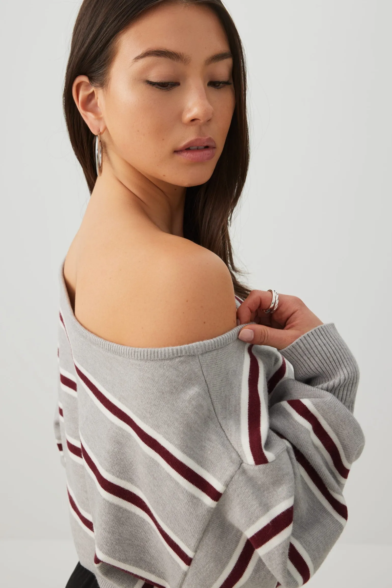 Striped Off Shoulder Sweater