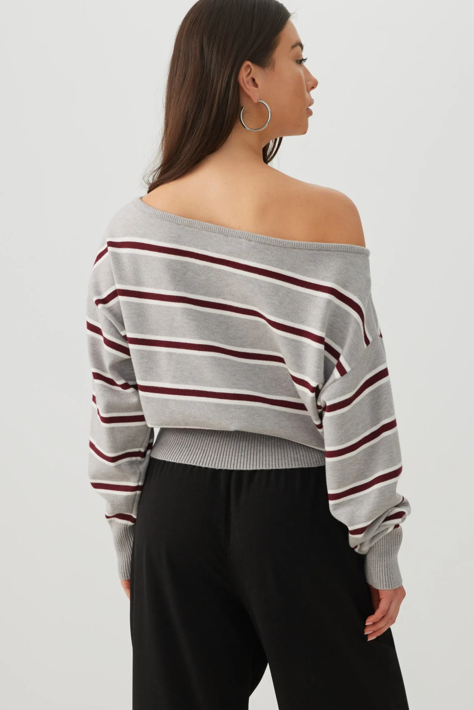 Striped Off Shoulder Sweater