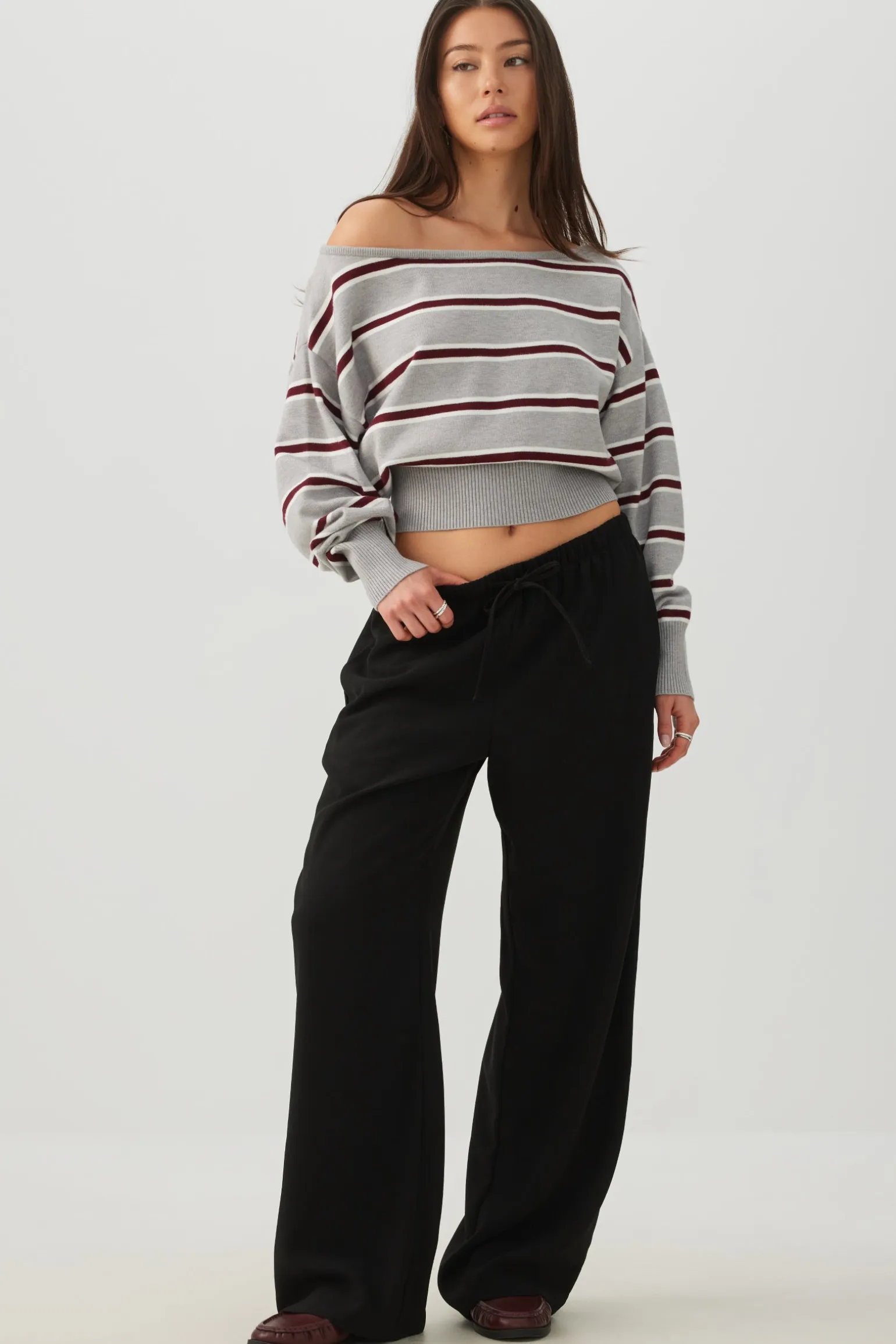 Striped Off Shoulder Sweater