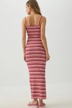 Striped Ribbed Maxi Dress