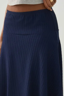 Striped Texture Midi Skirt