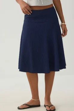 Striped Texture Midi Skirt