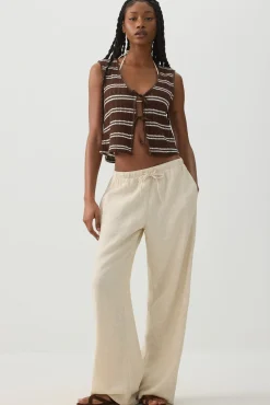 Striped Tie Front Sweater Tank