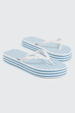 Striped Wedge Flip Flops