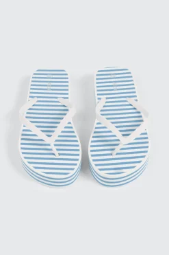 Striped Wedge Flip Flops