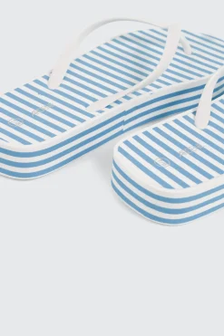 Striped Wedge Flip Flops