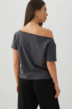 Studded Off Shoulder T-Shirt