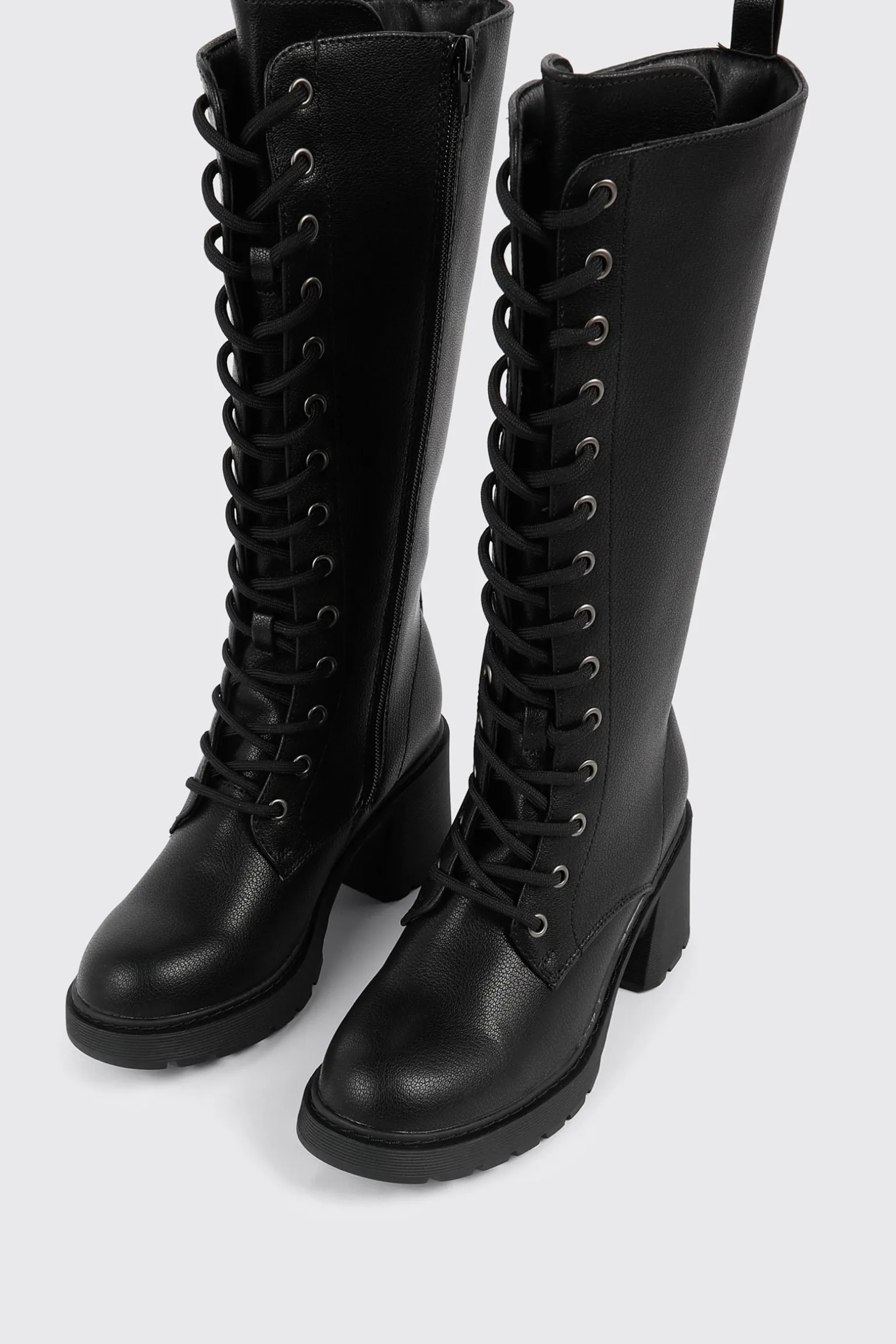 Tall Lace Up Knee High Boots
