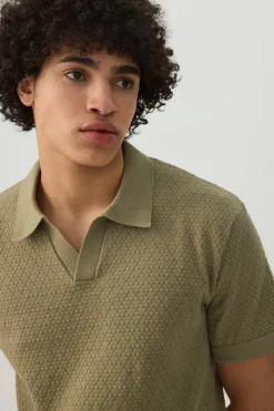 Textured Knit Johnny Collar Top