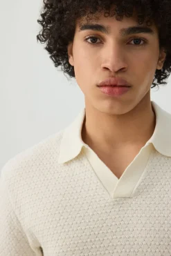 Textured Knit Johnny Collar Top