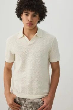 Textured Knit Johnny Collar Top