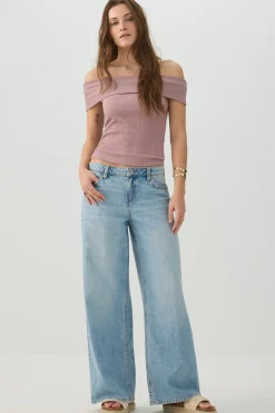 Textured Knit Off Shoulder Crop Top
