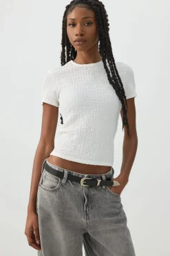 Textured Knit Short Sleeve T-Shirt