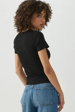 Textured Knit Short Sleeve T-Shirt