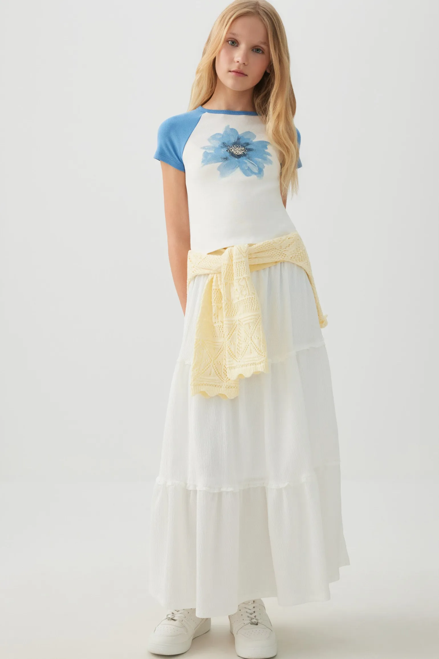 Textured Knit Tiered Maxi Skirt