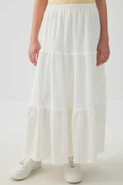 Textured Knit Tiered Maxi Skirt
