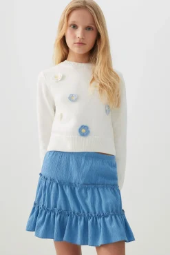Textured Knit Tiered Mini Skirt