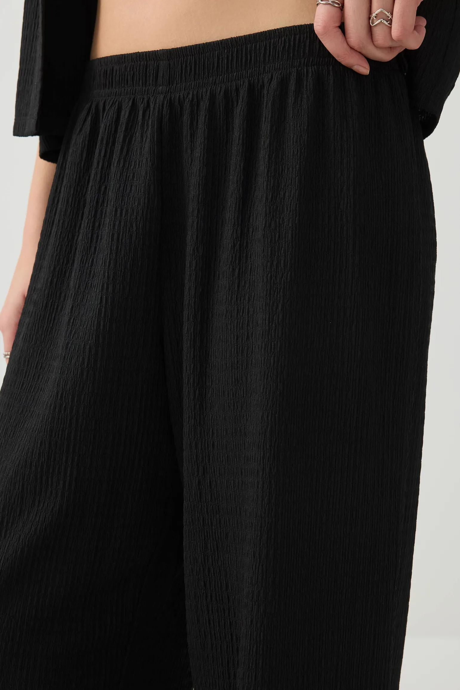Textured knit Wide Leg Pants
