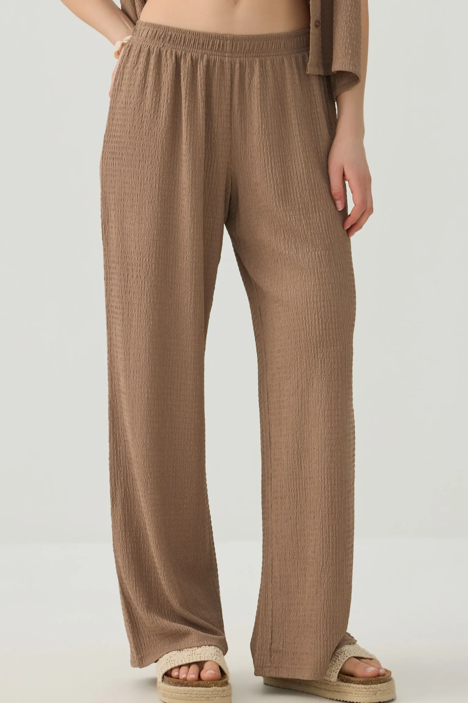 Textured knit Wide Leg Pants
