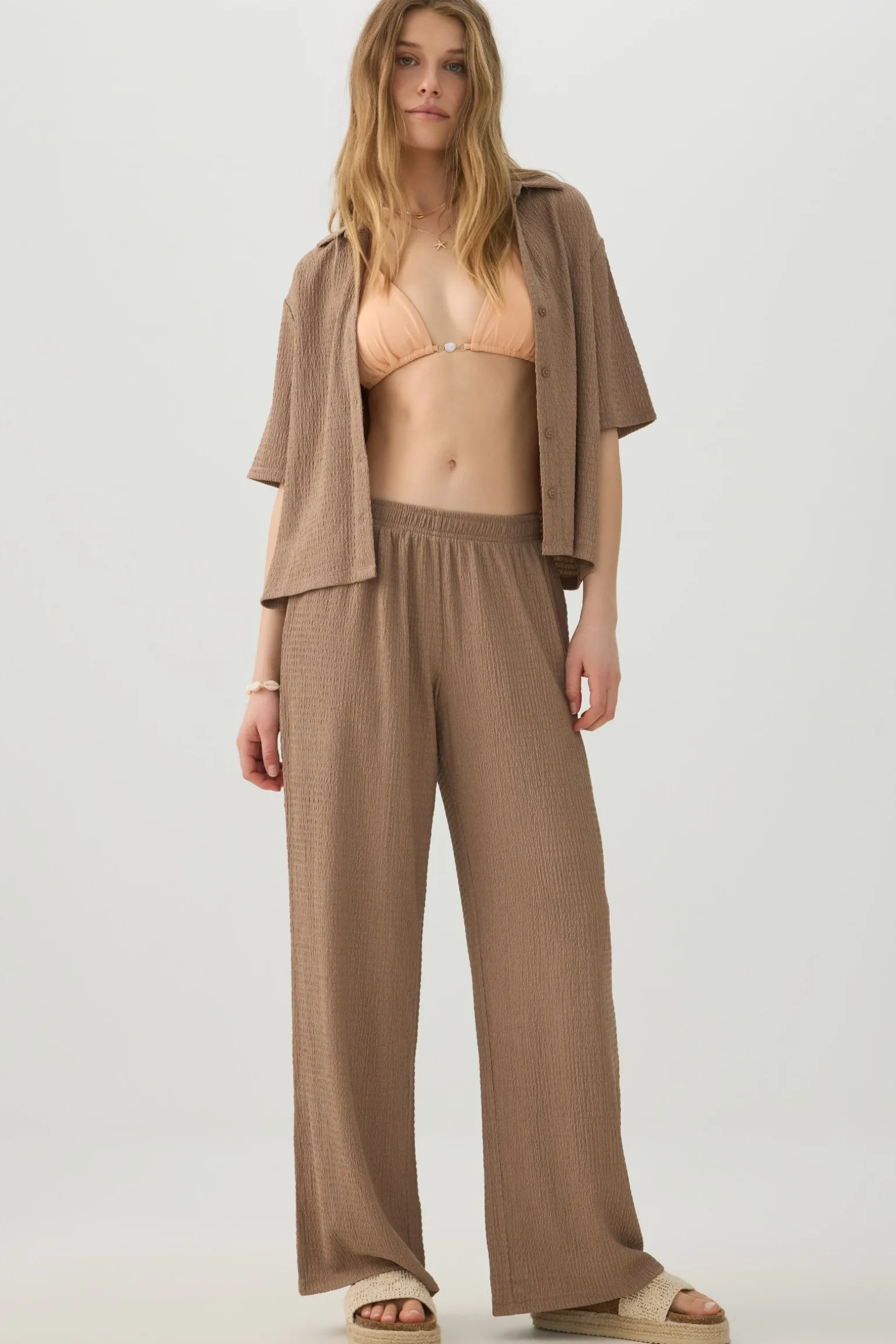 Textured knit Wide Leg Pants