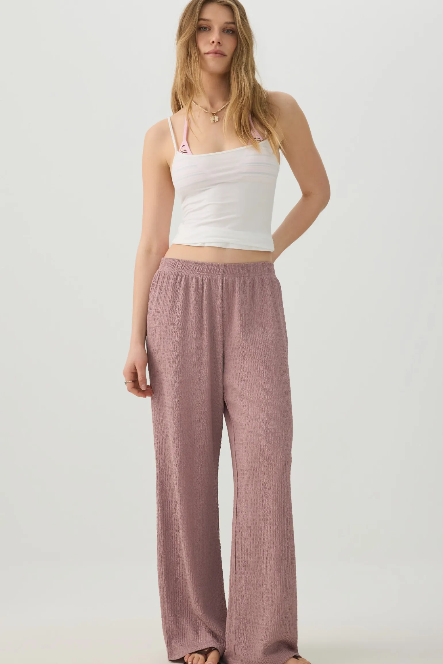 Textured knit Wide Leg Pants