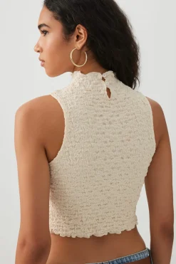 Textured Mock Neck Tank Top