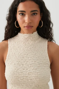 Textured Mock Neck Tank Top