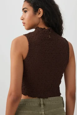 Textured Mock Neck Tank Top