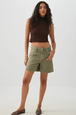 Textured Mock Neck Tank Top
