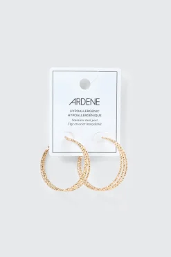 Textured Three-Row Hoop Earrings