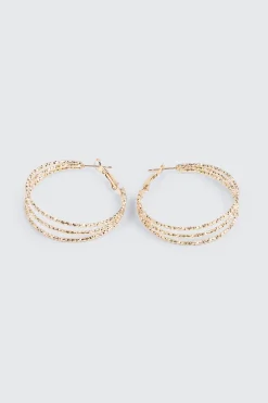 Textured Three-Row Hoop Earrings
