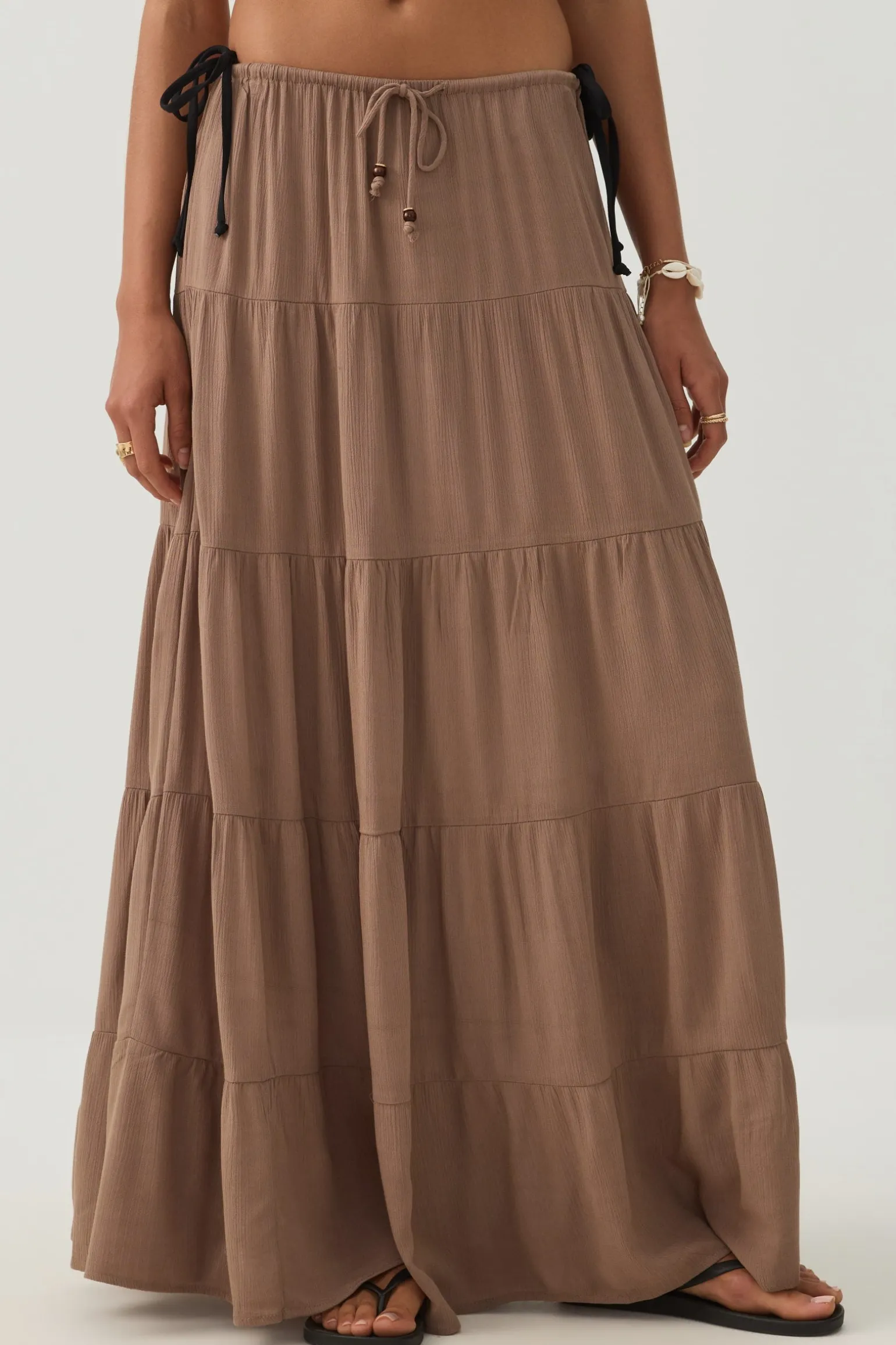 Textured Tiered Maxi Skirt