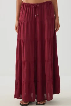 Textured Tiered Maxi Skirt