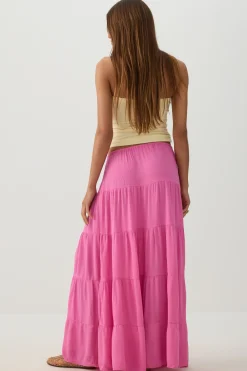 Textured Tiered Maxi Skirt