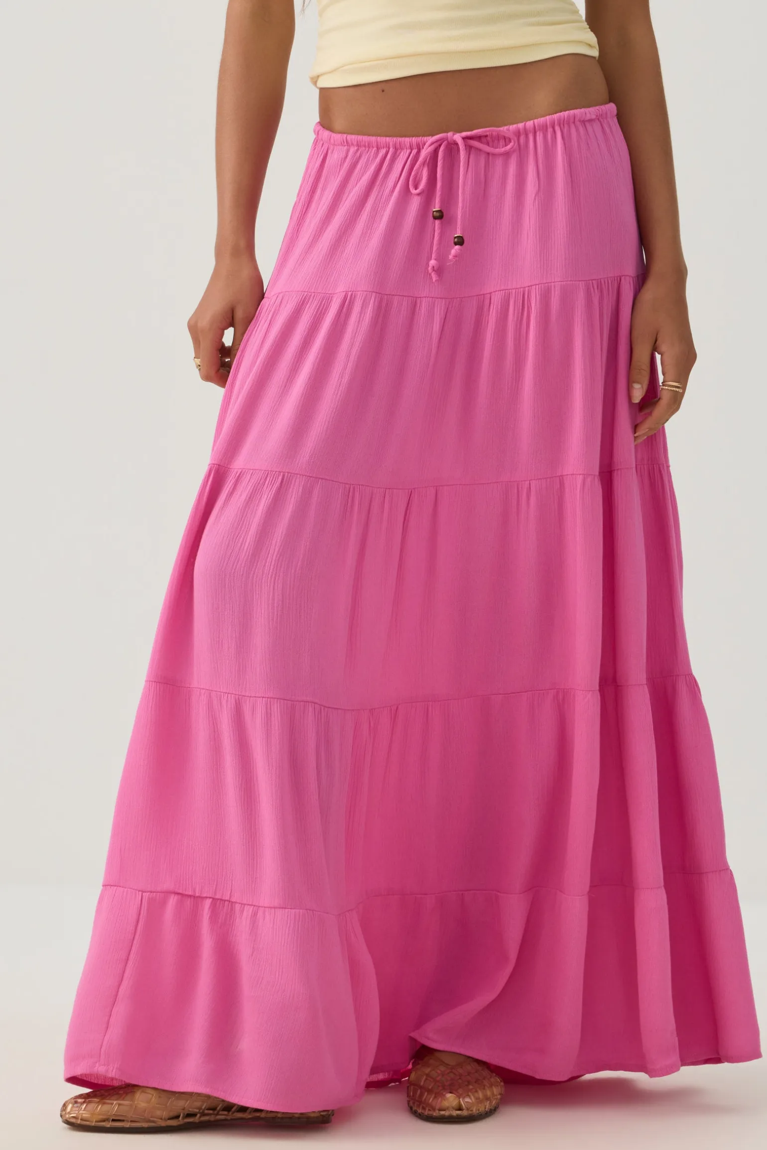 Textured Tiered Maxi Skirt
