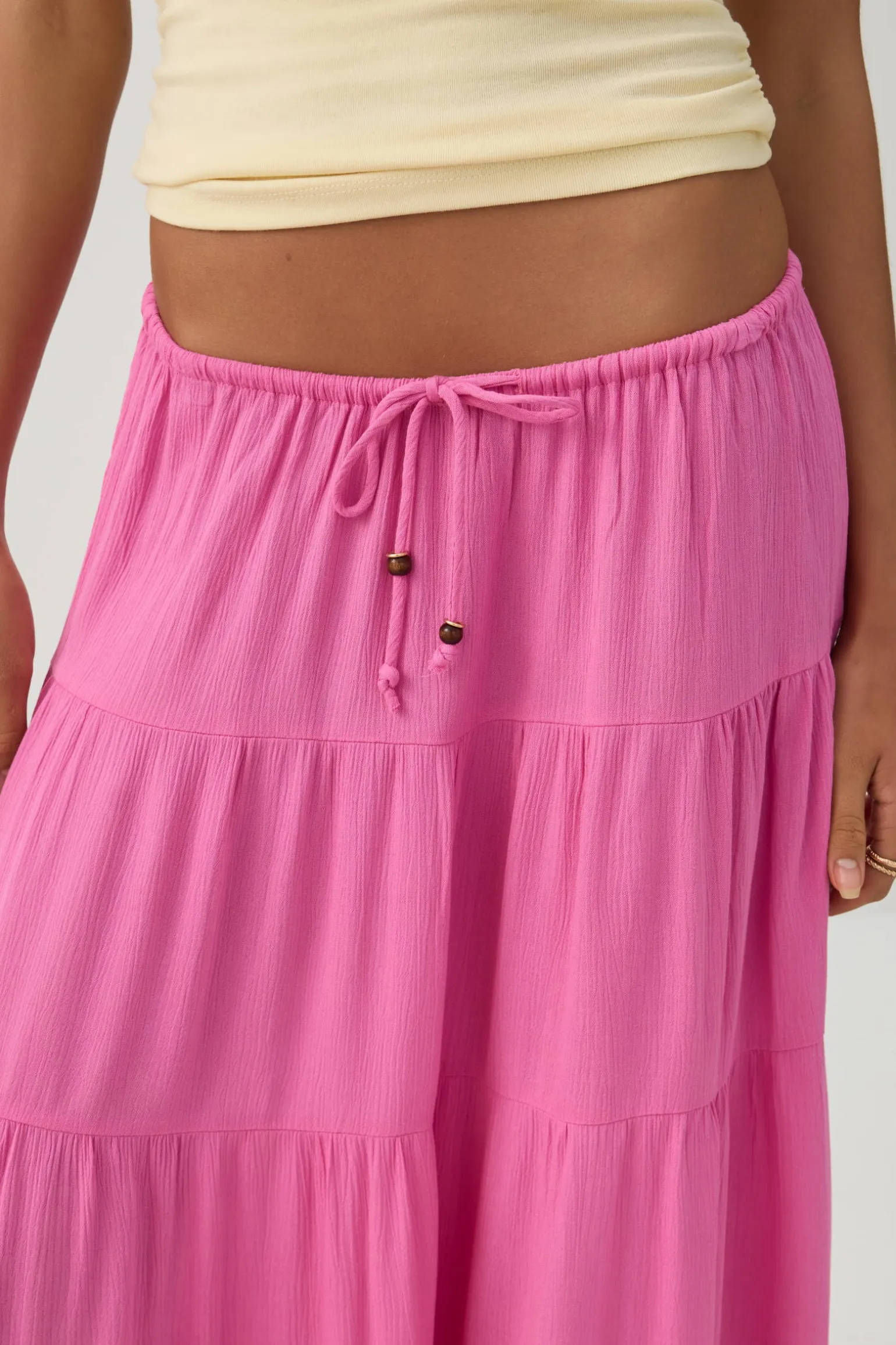 Textured Tiered Maxi Skirt