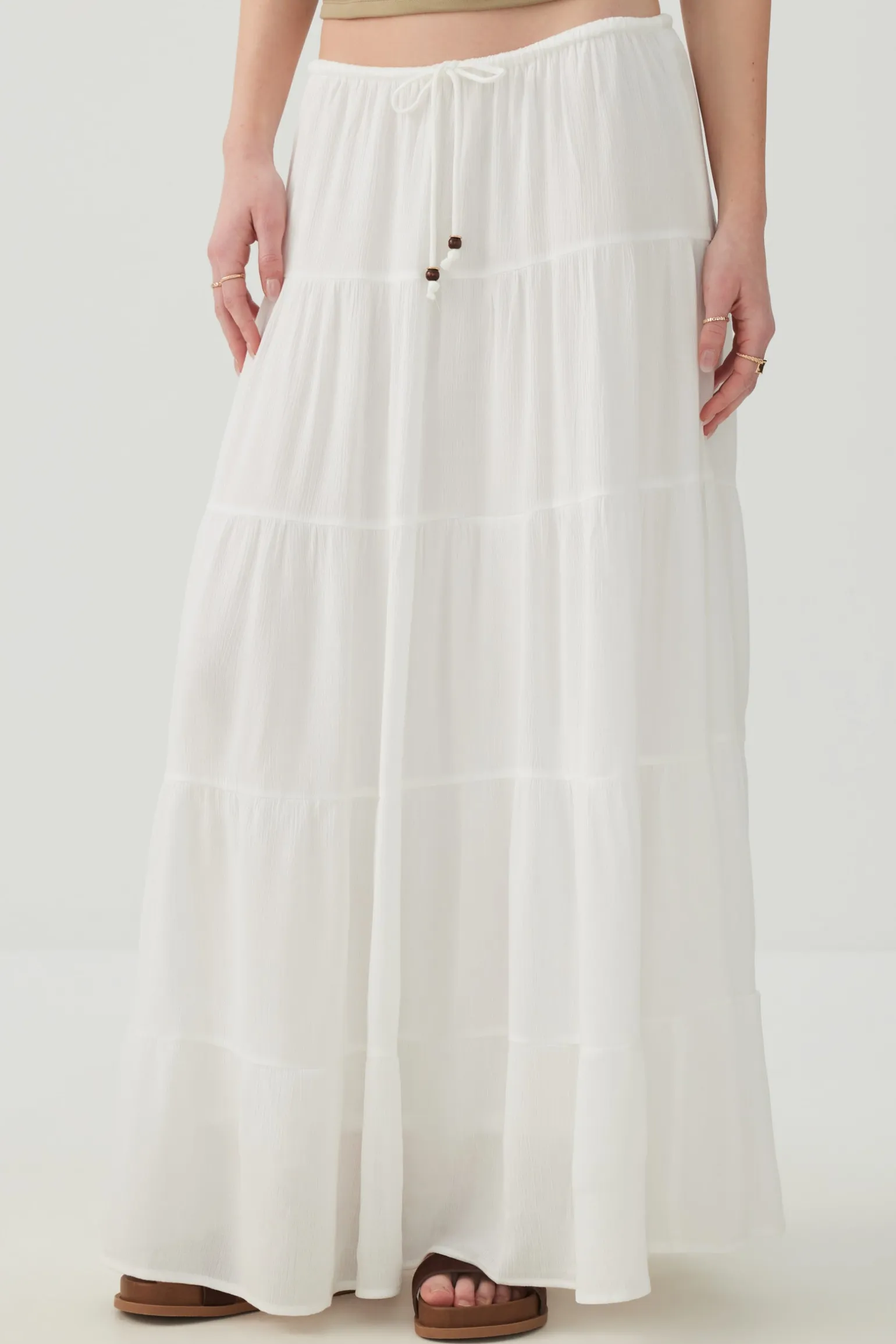 Textured Tiered Maxi Skirt