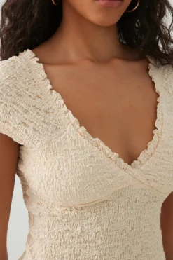 Textured V-Neck Cropped Top