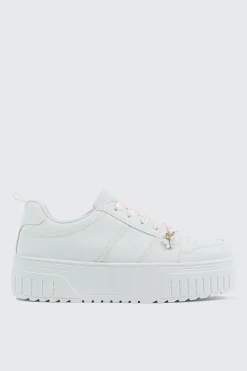 Thick Sole Court Sneakers with Charm