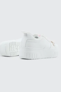 Thick Sole Court Sneakers with Charm