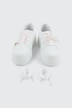 Thick Sole Court Sneakers with Charm