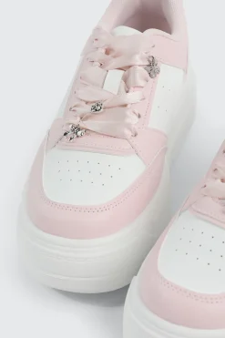 Thick Sole Court Sneakers with Charms